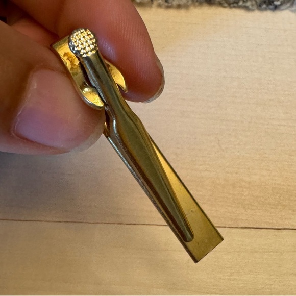 Vintage Gold Tone Tie Bar Retro Style - Picture 6 of 8